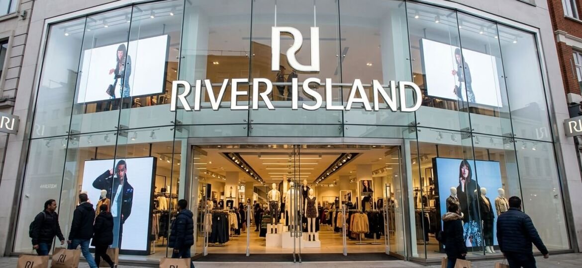River Island fashion store with trendy clothing, shoes, and accessories on display